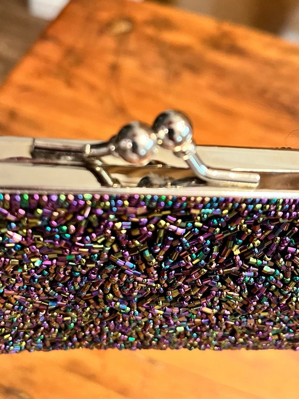 Vintage Carlo Fellini Beaded Evening Clutch Handbag in Plum